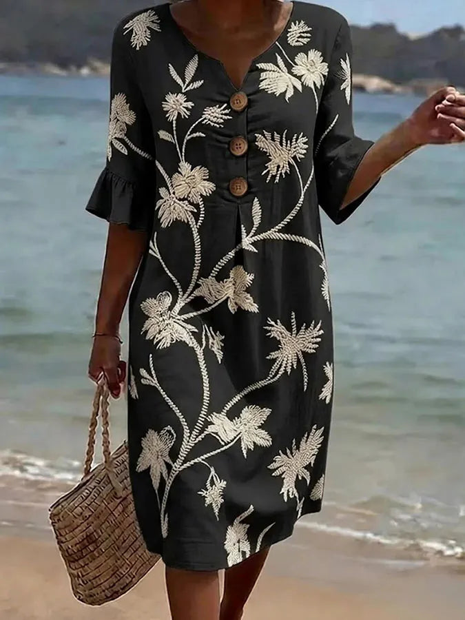 Vestido Floral Elegante Negro