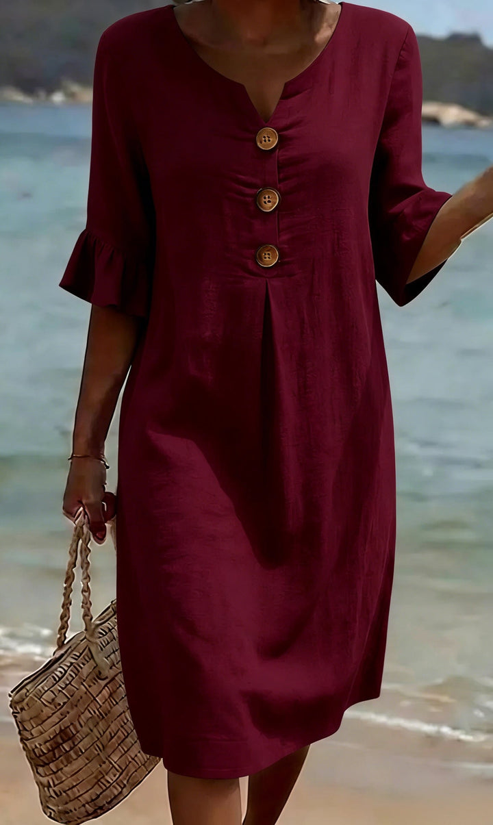Vestido Informal Floral Burdeos