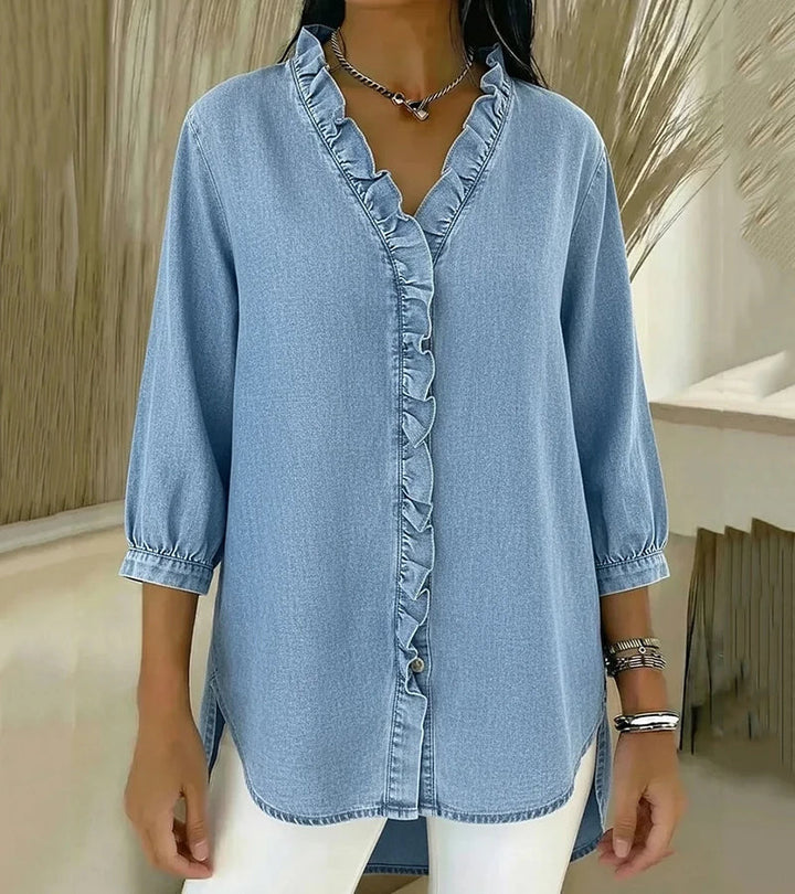 Lucía | Blusa denim fluida con cuello en V
