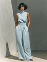 Inés | Conjunto minimalista de lino con top sin mangas y pantalón amplio