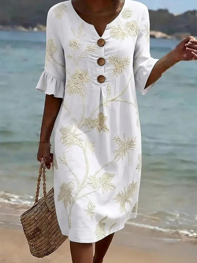 Vestido Floral Elegante Blanco