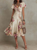 Alba | Vestido midi satinado floral elegante estilo retro