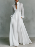 Carla | Vestido maxi minimalista de algodón y lino